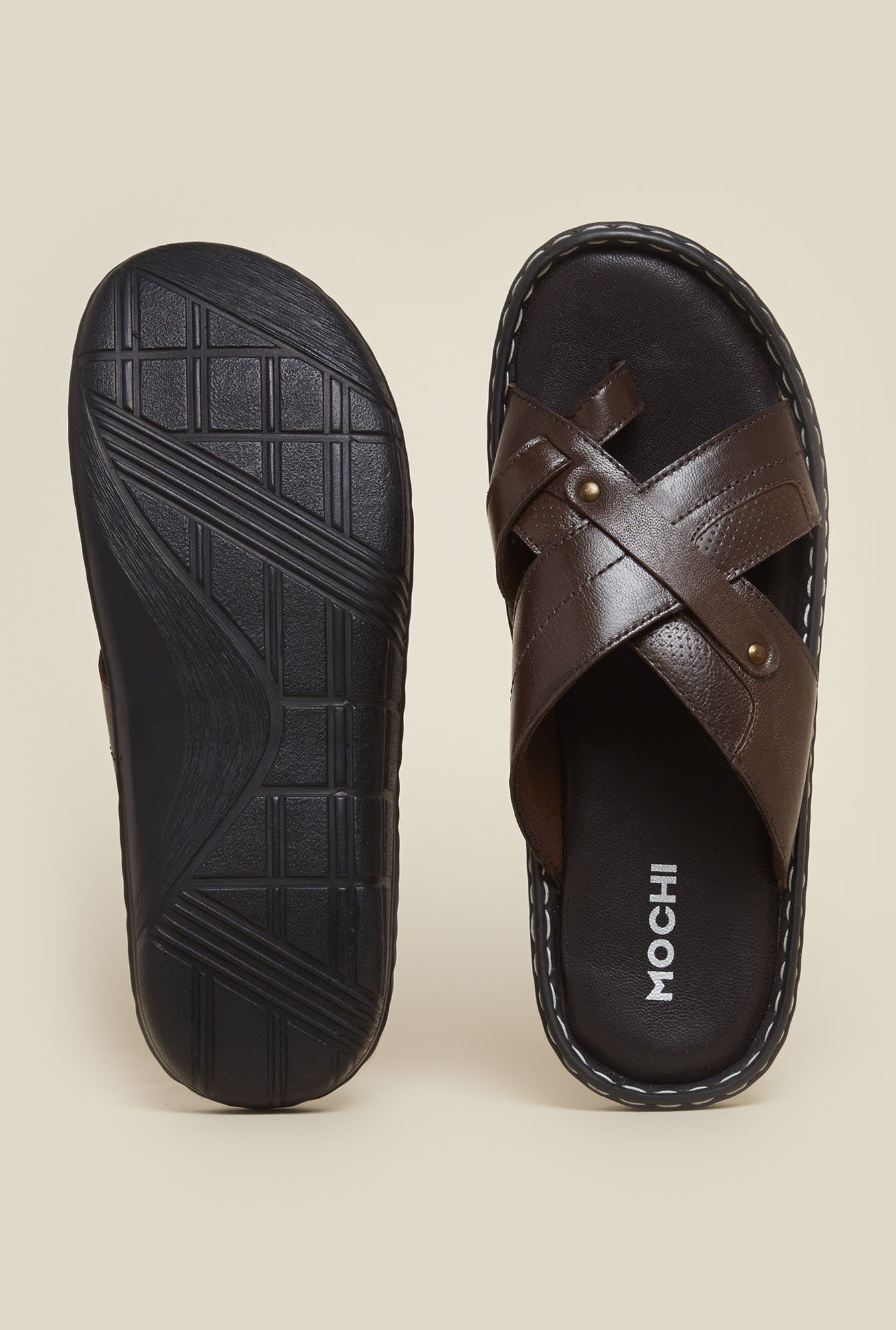 Buy Mochi Men Tan Comfort Leather Sandals - Sandals for Men 7135116 | Myntra