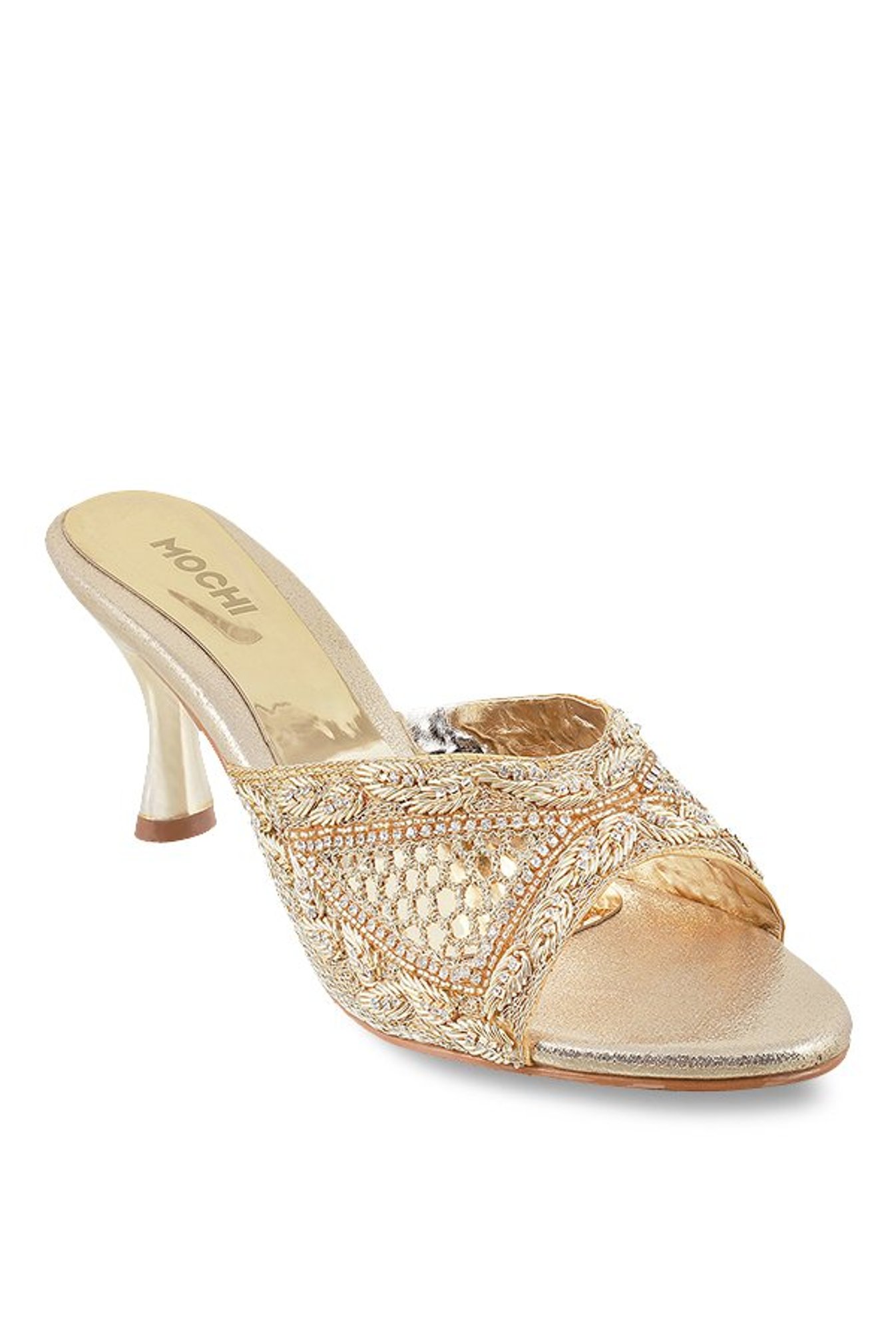 Buy Mochi Women's Antique Gold T-Strap Sandals from top Brands at Best  Prices Online in India | Tata CLiQ