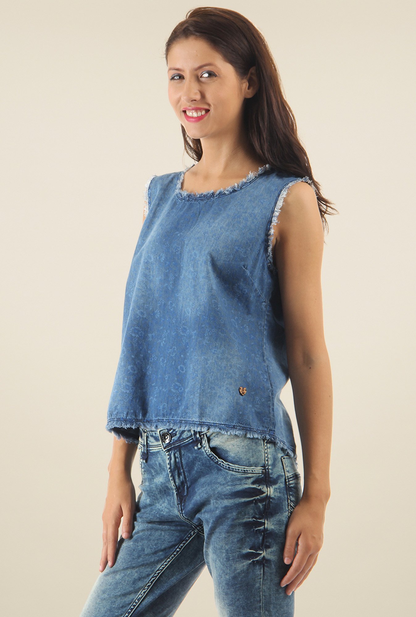 sleeveless jeans top