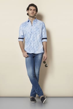 Killer Sky Blue Printed Casual Shirt