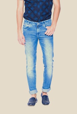 Mufti Blue Printed Jeans