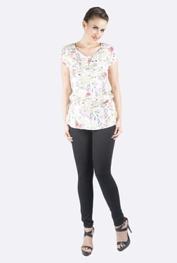 109 F Off-White Floral Print Top