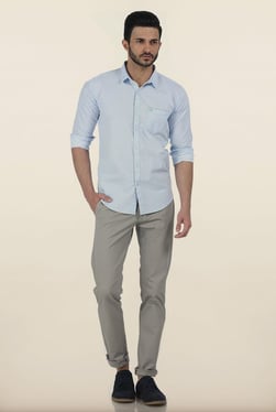 Basics Tapered Fit Vapour Grey Dobby Peached Stretch Trouser