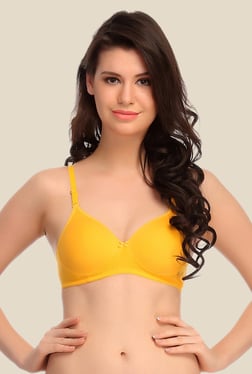 Clovia Yellow Padded T Shirt Bra With Detachable Straps