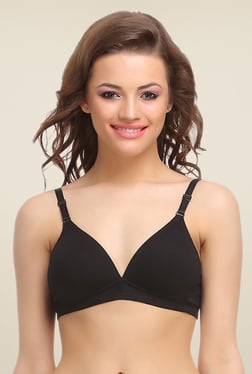Clovia Black Padded T Shirt Bra With Detachable Straps