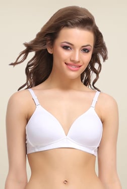 Clovia White Padded T Shirt Bra With Detachable Straps