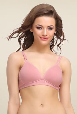 Clovia Pink Padded T Shirt Bra With Detachable Straps
