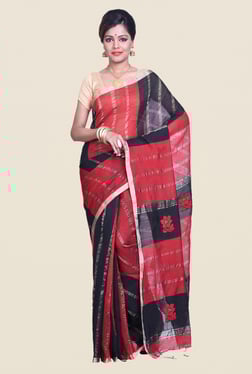Bengal Handloom Striped Red Cotton Silk Saree