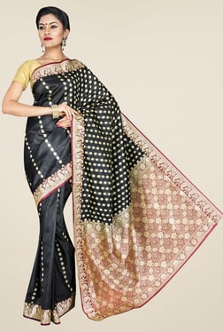 Pavecha's Black Banarasi Cotton Silk Printed Saree