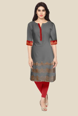 Ahalyaa Grey Printed Kurta