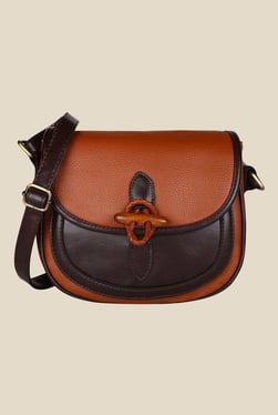 Lino Perros Brown Textured Leather Sling Bag