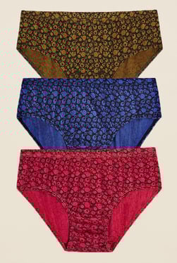 Rosaline By Zivame Brown, Blue & Pink Hipster (Pack Of 3)