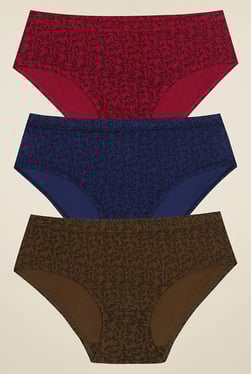 Rosaline By Zivame Pink, Blue & Olive Hipster (Pack Of 3)