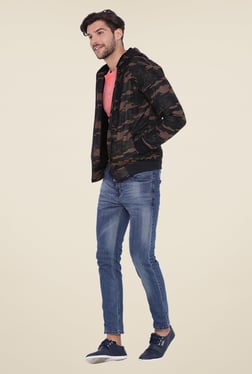 Green Camo Print Hoodie Jacket Image