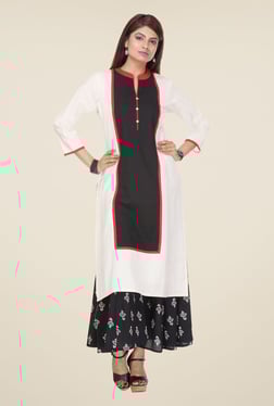 Varanga White & Black Solid Kurta With Palazzo - Mp000000000807680