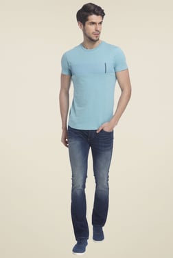 Jack & Jones Aqua Blue Round Neck T-Shirt