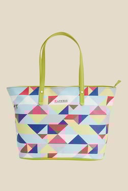 Caprese Paula Lime Green Printed Tote Shoulder Bag