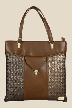Horra Quilt Brown Textured Tote Shoulder Bag