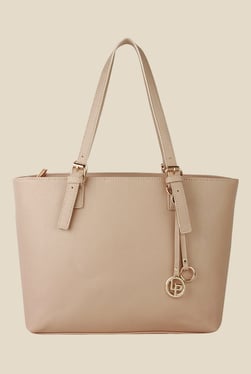 Lino Perros Beige Solid Tote Bag