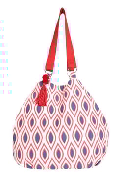 Pick Pocket Pink & Blue Printed Canvas Shoulder Bag