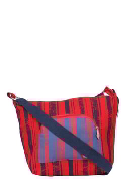 Pick Pocket Red & Navy Striped Canvas Sling Bag