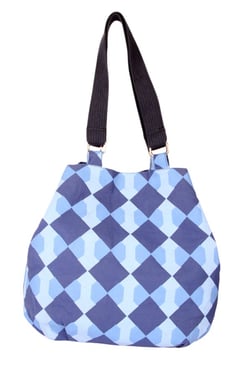 Pick Pocket Blue Checkered Canvas Shoulder Bag