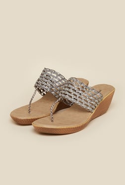 Metro Gun Metal Silver Mesh Wedges