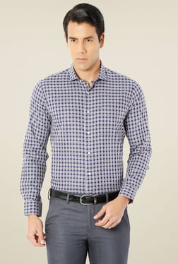 Van Heusen Navy Slim Fit Full Sleeves Cotton Shirt