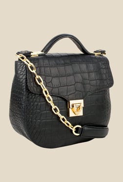 Satchel Bags Online For Women In India At Tata Cliq Hidesign Elsa Black Leather Satchel Bag