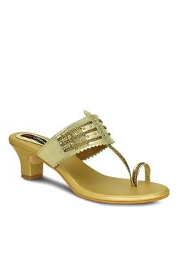 Get Glamr Candine Golden Toe Ring Sandals