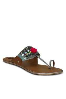Get Glamr Purla Pewter Toe Ring Sandals