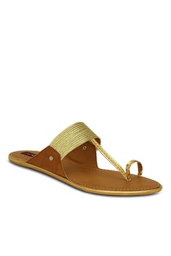 Get Glamr Phillipa Golden Toe Ring Sandals