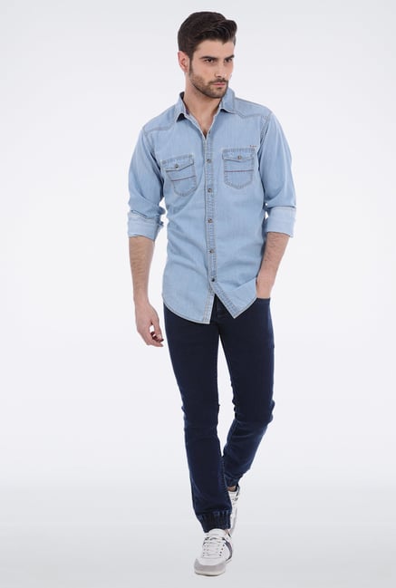Plain Men Fitted Denim Shirt at Rs 250 in Surat | ID: 17935242448