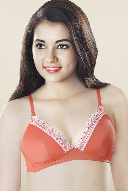 Amante Orange Non Wired Lace Bra