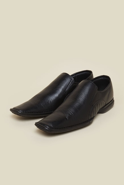 Franco Leone Black Leather Formal Shoes 