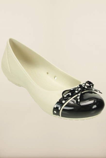 Buy Crocs Cap Toe Bow White and Black Ballerina Online at best