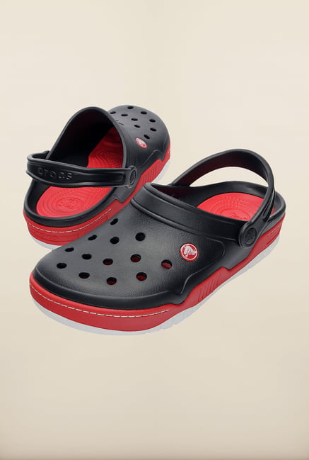 Buy Crocs Front Court Black & Red Clogs Online at best price at