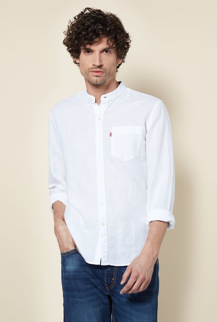 levis white linen shirt