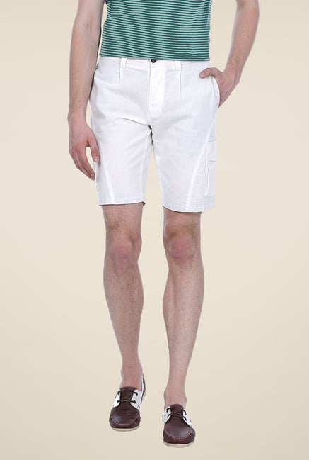 Basics White Solid Shorts