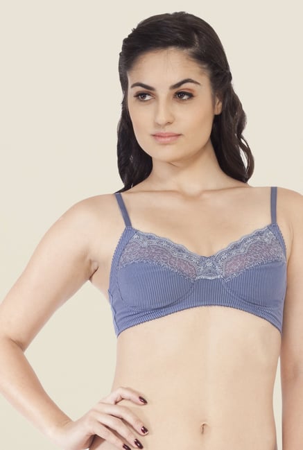 Buy SOIE Navy Womens Non Padded Non Wired Solid T-Shirt Bra