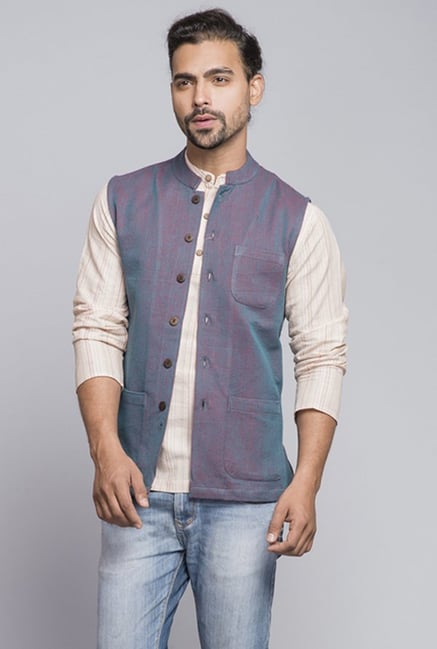 Buy Black Cotton Firdaus Nehru Jacket for Men Online at Fabindia | 20133000