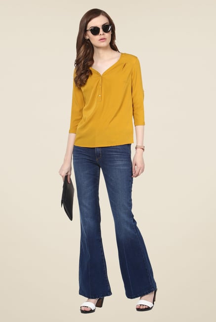 Buy Harpa Mustard Solid Top For Women Online At Tata CLiQ