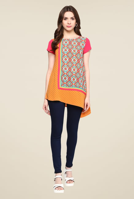 Fusion Beats Orange Printed Tunic