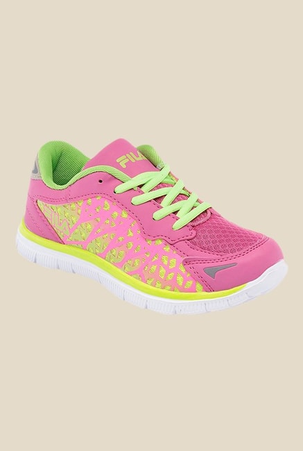 pink and green tennis shoes