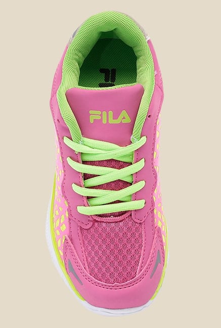 pink and green fila shoes