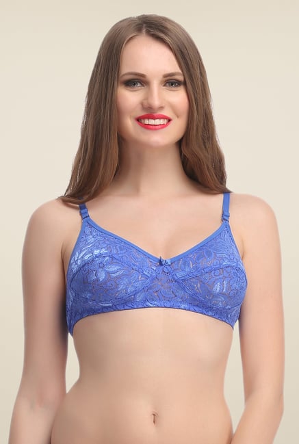 Buy Clovia Blue Lace Seamless Bra For Women Online At Tata CLiQ