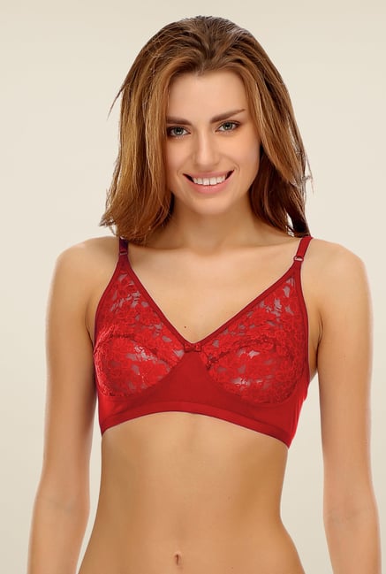 Buy Clovia Red Lace Minimizer Bra For Women Online At Tata CLiQ