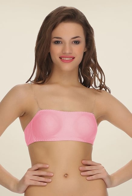 Clovia Pink Solid Bandeau Bra