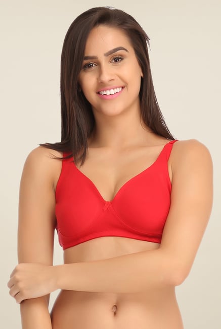 Buy Clovia Lace Solid Padded Full Cup Wire Free Bralette Bra