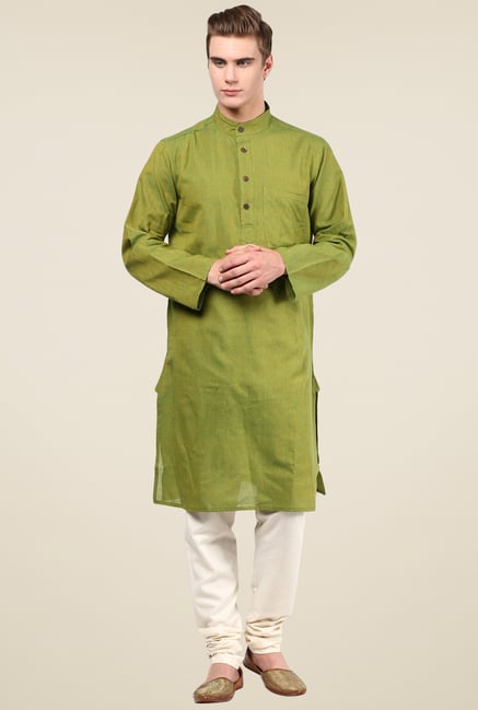 Abhiyuthan Green Solid Kurta